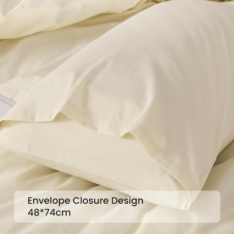 LINENOVA 100% Cotton Queen Quilt Cover Set Breathable Moisture Wicking All Season Hotel Inspired Duvet Cover with Pillowcase 3 Piece Cream