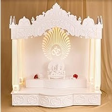 Trueliving Mandir | Temple for Home & Offices |Solid Surface - Size - H: 48" x W: 44"× D: 21.5"