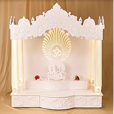 Trueliving Mandir | Temple for Home & Offices |Solid Surface - Size - H: 48" x W: 44"× D: 21.5"