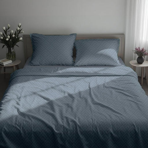LINENCART Bamboo King Size Bedsheet with 2 Pillow Covers | 100x106 in | 300 TC Floral Printed Bedsheet for Double Bed King Size | Ultra Soft & Anti-Microbial King Size Bed Sheet | Pack of 1, Aqua Blue