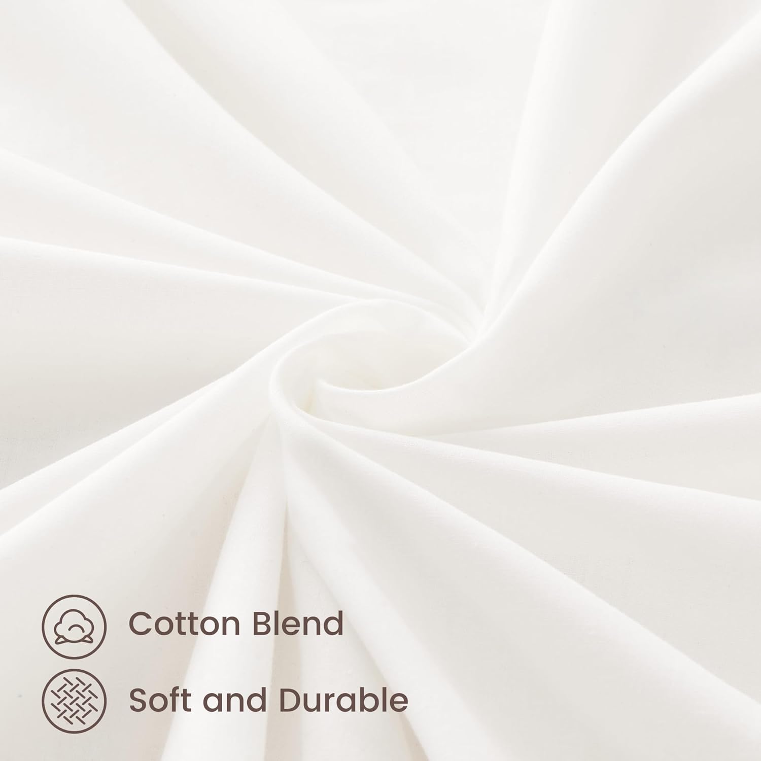 LINENOVA Luxury Cotton Blend Fitted Sheet Only- Soft & Breathable Single Size Fitted Sheet with 40cm Deep Pocket - Shrinkage & Fade Resistant - White(1 Piece)