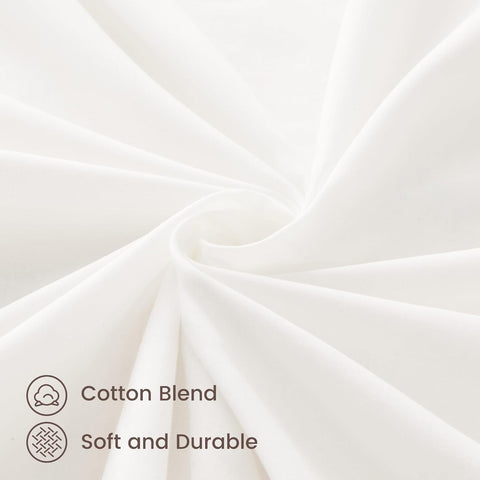 LINENOVA Luxury Cotton Blend Fitted Sheet Only- Soft & Breathable Single Size Fitted Sheet with 40cm Deep Pocket - Shrinkage & Fade Resistant - White(1 Piece)