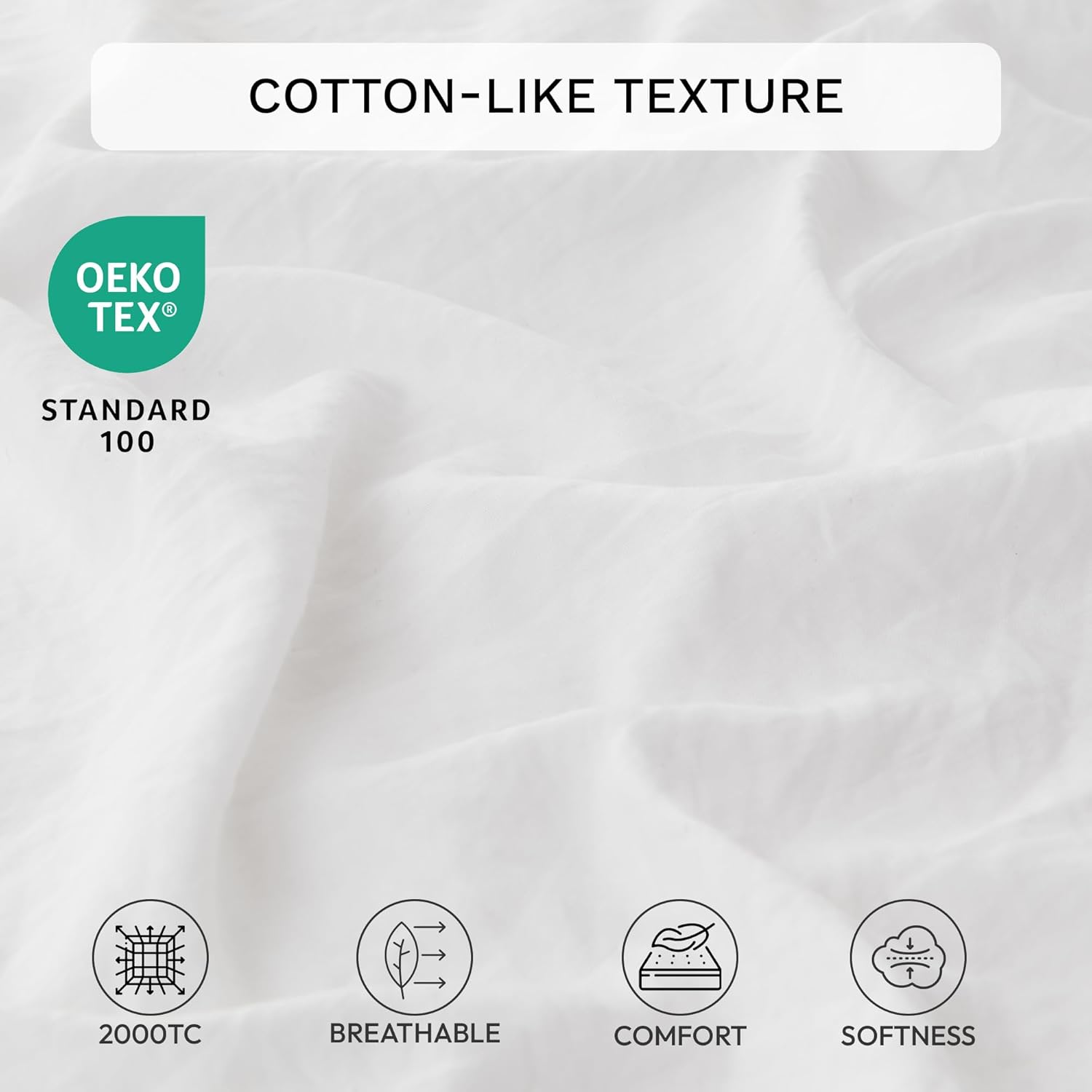 LINENOVA Vintage Washed King Sheet Set - 4 Piece Premium 2000TC Ultra-Soft Microfiber Bed Sheets - Cotton-Like Texture - Breathable and Soft- Sheets & Pillowcases (King, White)