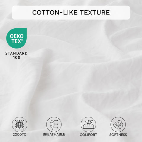 LINENOVA Vintage Washed King Sheet Set - 4 Piece Premium 2000TC Ultra-Soft Microfiber Bed Sheets - Cotton-Like Texture - Breathable and Soft- Sheets & Pillowcases (King, White)