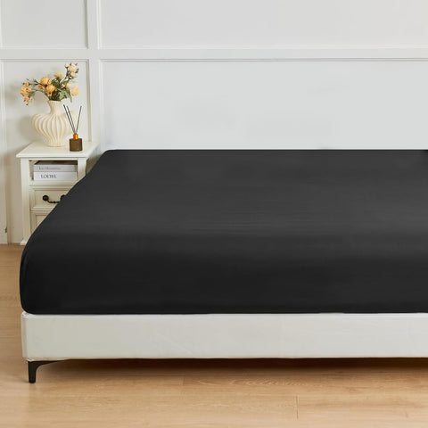 LINEKART Premium 100% Cotton Fitted Sheet Only- King - 3PCS(Fitted Sheet & Pillowcases), Luxury Softness, Elasticized 40cm Deep Pockets Fitted Sheet