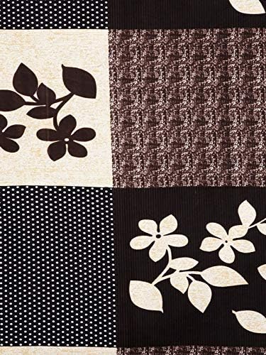 Polycotton 220 TC Floral Printed King Size Double Bedsheet with 2 Pillow Covers, (90 x 90 Inches,) Brown