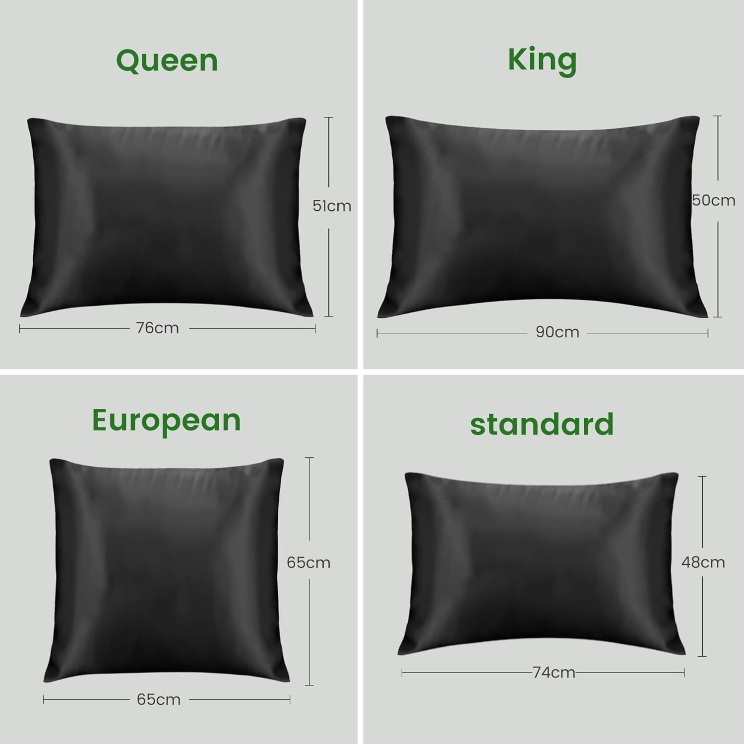 LINENOVA 100% Bamboo Pillowcase Queen Size Set of 2 - Breathable Cooling for Hot Sleepers and Night Sweats- Silky Soft Pillowcases with Envelope Closure - (Black 51x76cm)