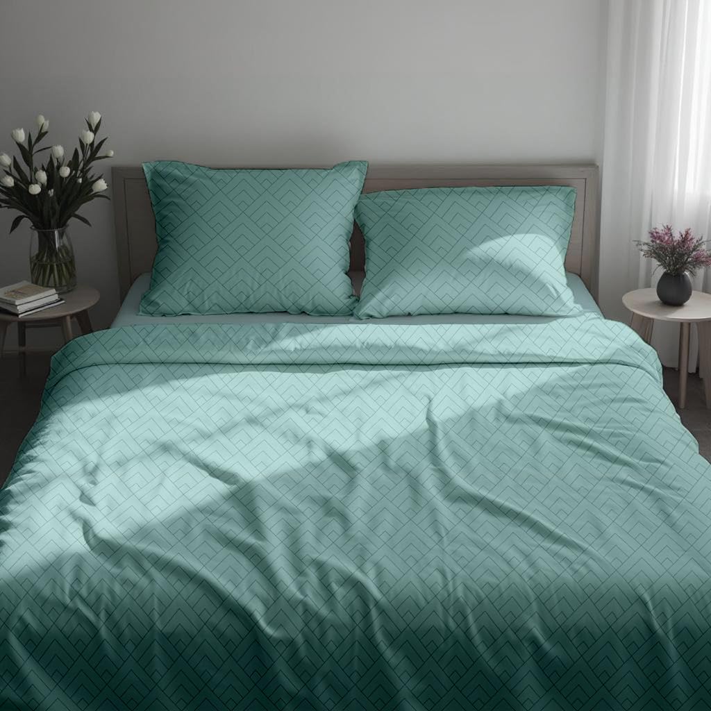 LINENCART Bamboo King Size Bedsheet with 2 Pillow Covers | 100x106 in | 300 TC Floral Printed Bedsheet for Double Bed King Size | Ultra Soft & Anti-Microbial King Size Bed Sheet | Pack of 1, Aqua Blue