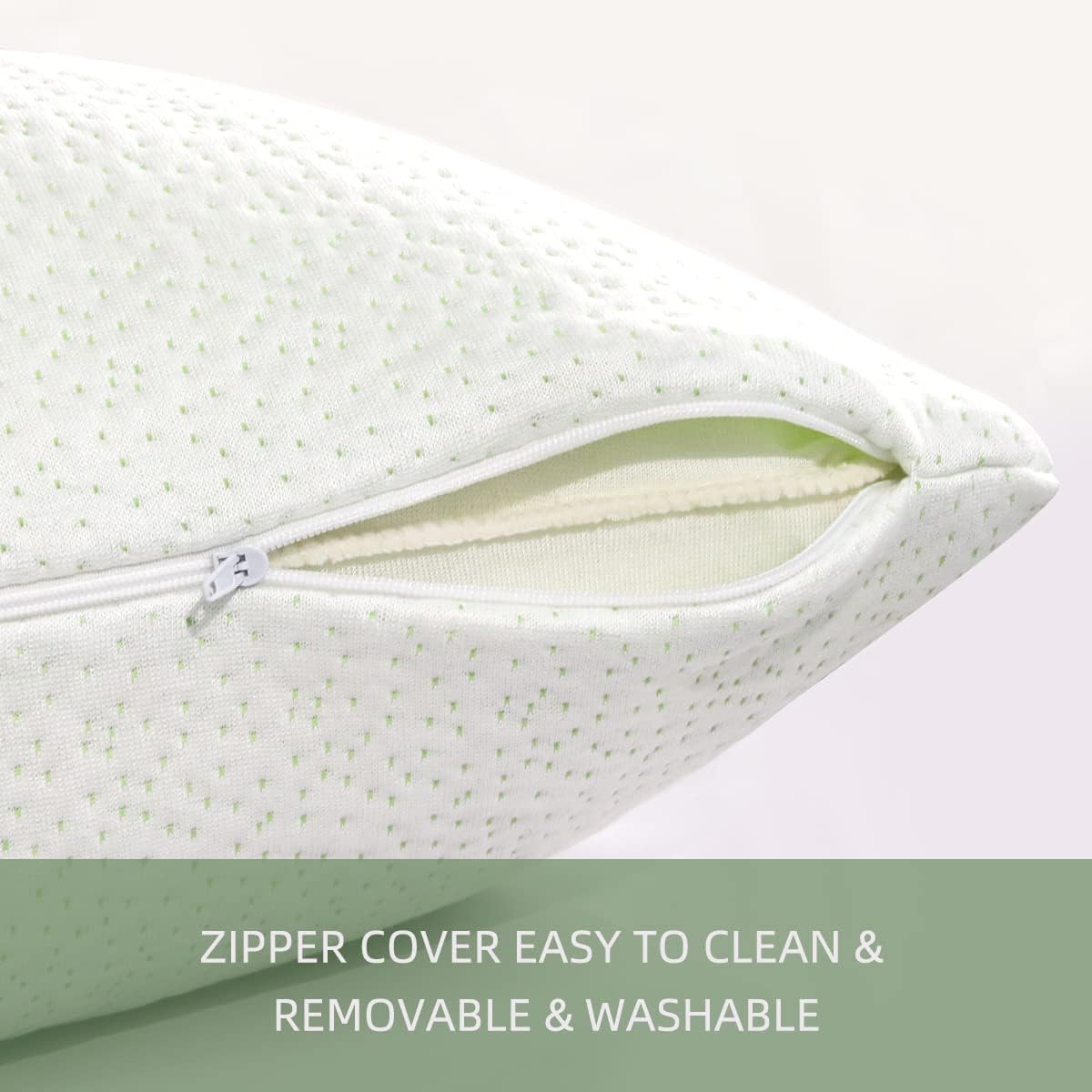 LINENOVA Bamboo Shredded Memory Foam Pillow Standard Size 2 Pack for Back/Stomach/Side Sleeper - Ultra Soft, Cool & Breathable Bamboo Hypoallergenic Bed Pillow Cover with Zipper Closure 48x74cm