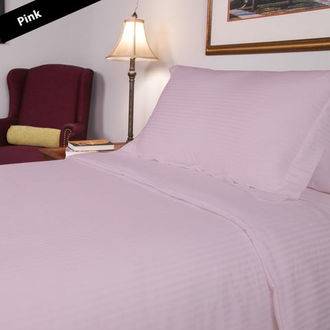 4 Pcs Sheet Set 100% Egyptian Cotton Stripe Pattern 300 TC 11-15 Inch Deep Pocket Size (Full XL Color Burgundy)