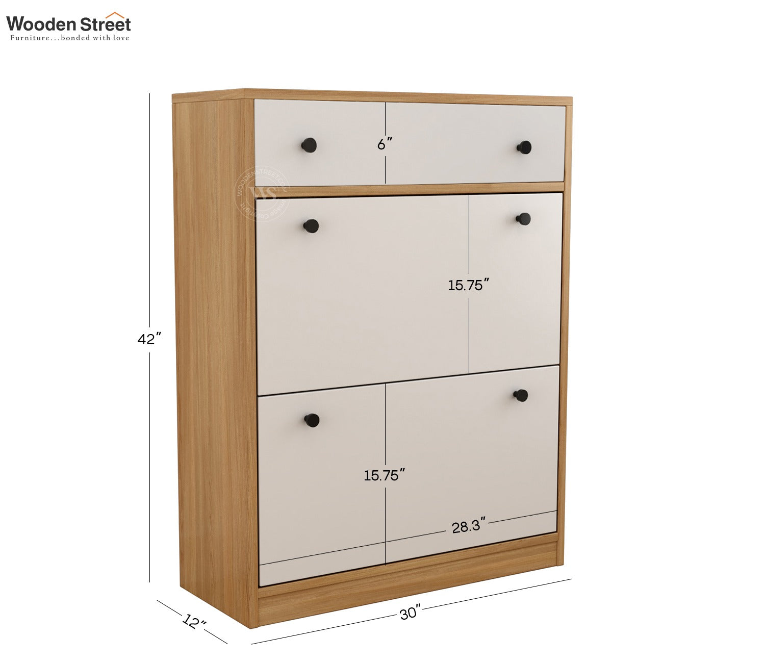 Kazen Engineered Wood Shoe Rack with Tilt Out Mechanism (Santana Pattern)