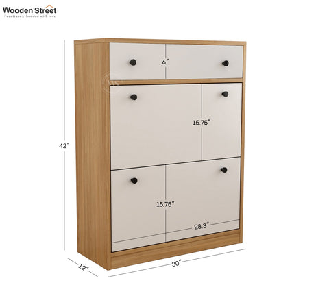 Kazen Engineered Wood Shoe Rack with Tilt Out Mechanism (Santana Pattern)