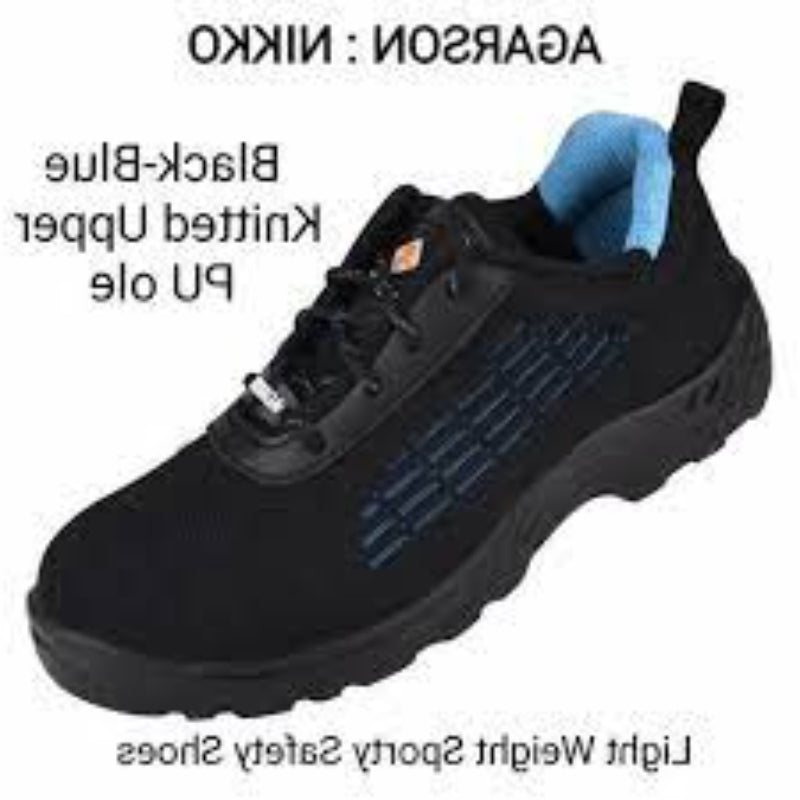 Trueliving_New Arrivals-Safety Products-Agarson Nikko Stseel Toe Black & Blue Work Safety Shoe Size : 8