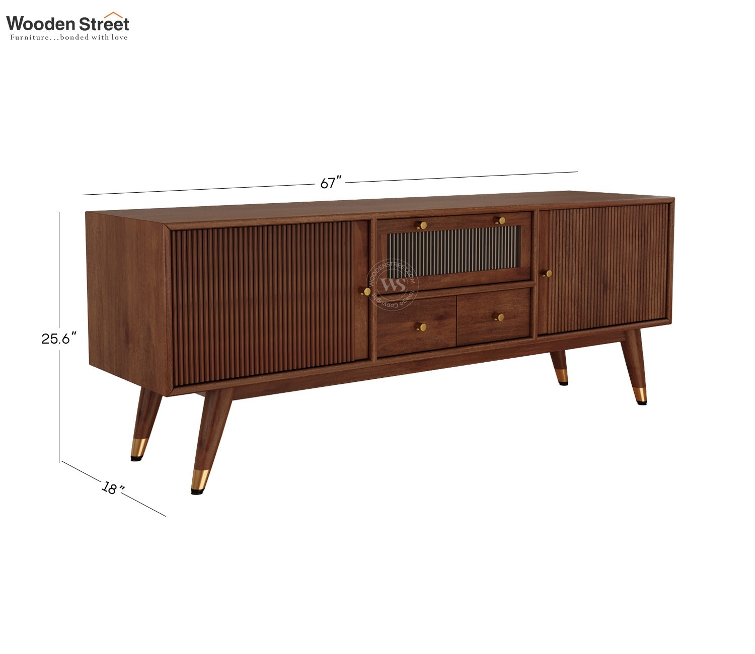 Hamona Premium Mango Wood TV Unit with Drawers And Cabinets (Teak Finish)