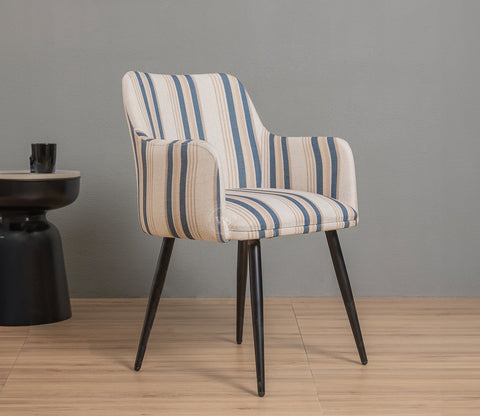 Aureya Upholstered Arm Chair (Blue Stripe)