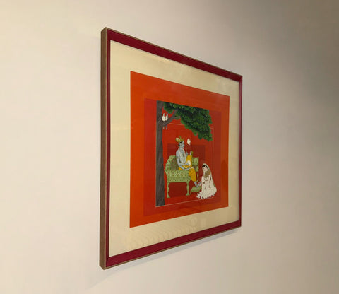 Traditional Indian Miniature Royal Court Scene Wall Art Frame (Multicolor)