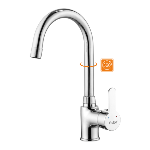 Trueliving Luxuries  Pavo Single Lever Table-Mount Sink Mixer with Medium (15 Inches) Round Swivel Spout Brass Faucet20 Inches
