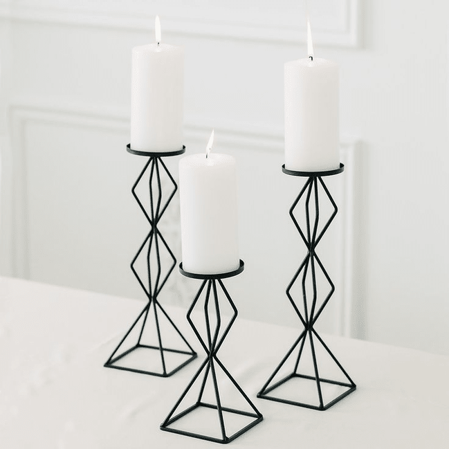 Trueliving Black Metal Candle Holder 18 CM -41 CM