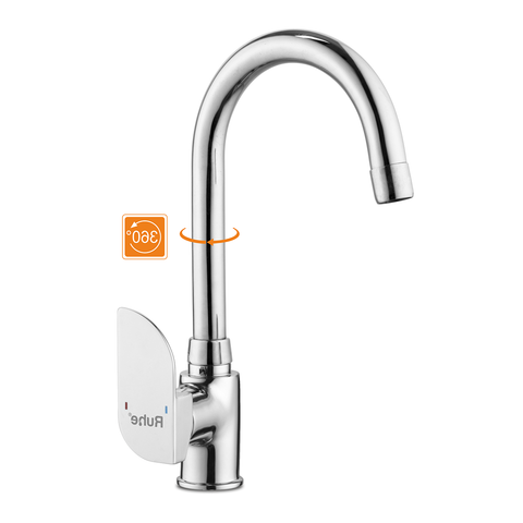 Trueliving Modern  Pristine Single Lever Table-Mount Sink Mixer Brass Faucet with Medium (15 Inches) Round Swivel Spout20 Inches