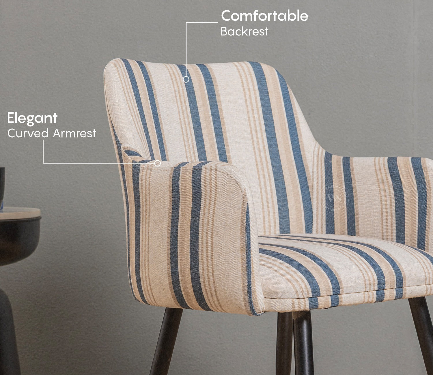 Aureya Upholstered Arm Chair (Blue Stripe)