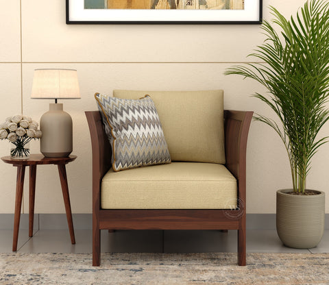 Raiden 1 Seater Wooden Sofa (Walnut Irish Cream)
