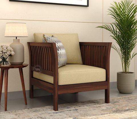 Raiden 1 Seater Wooden Sofa (Walnut Irish Cream)