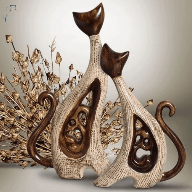Trueliving Wood CAT Flower Vase 41L x 24W x 10H Centimeters