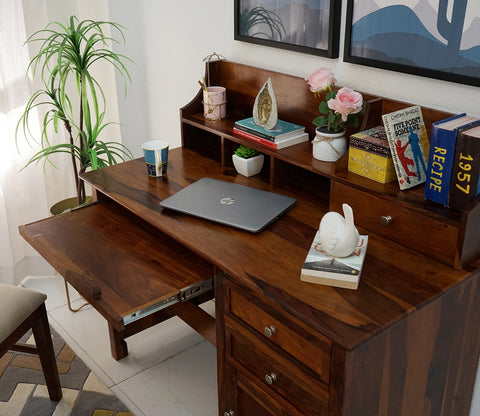Nettle Study Table Cum Shelf (Honey Finish)