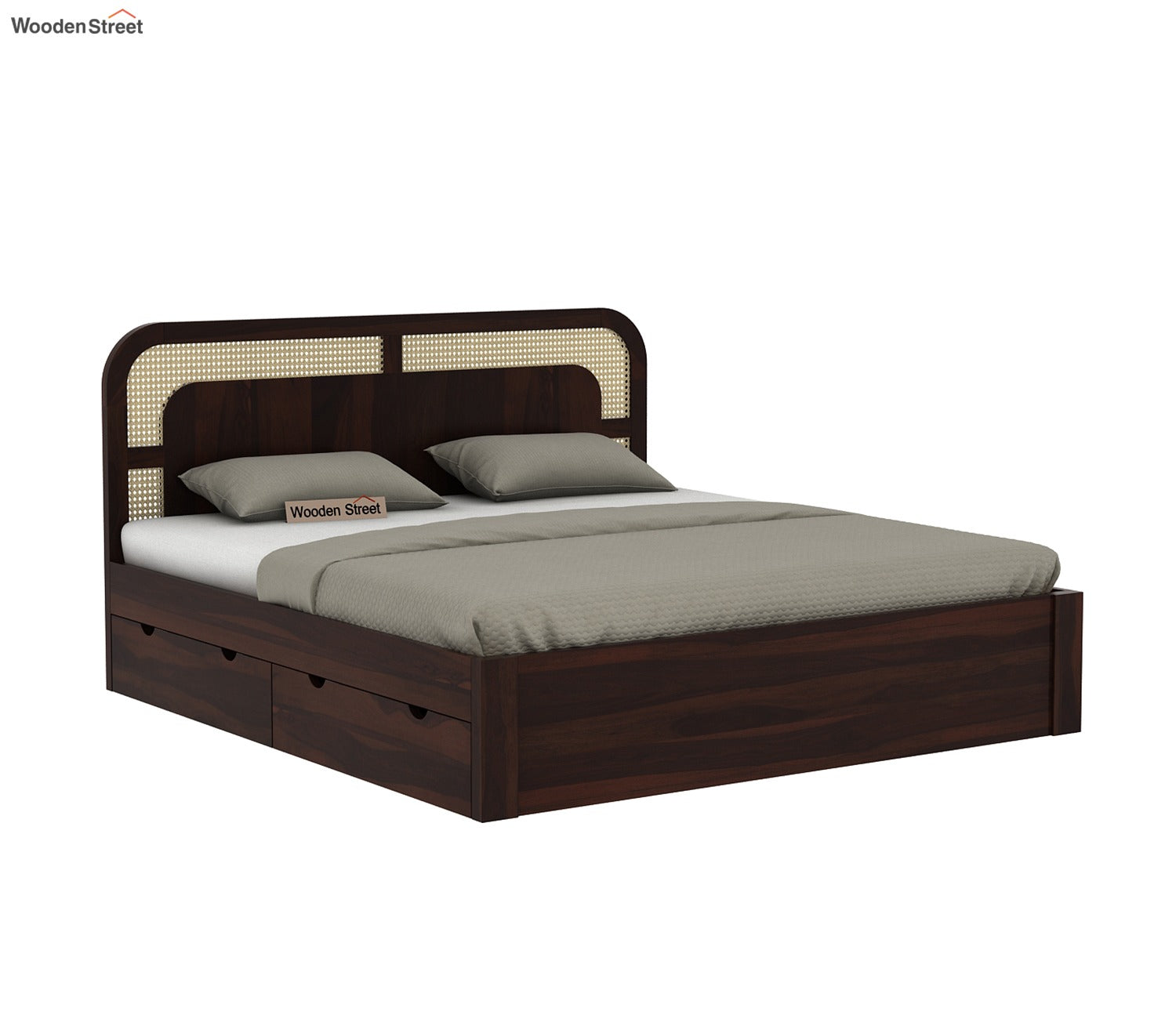 Emalyn Bed With Storage (Queen Size, Walnut Finish)