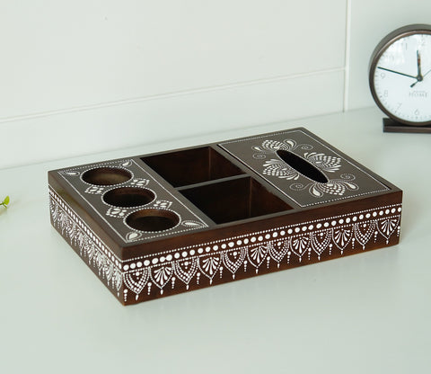Medhini Hand Painted Solid Wood Multistorage Tray