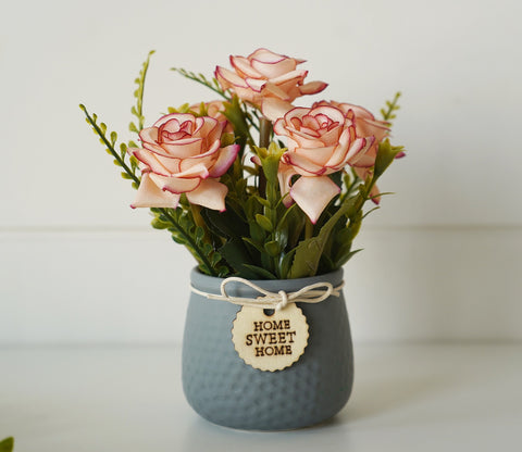 Artificial Flower With Ceramic Pot (Grey)