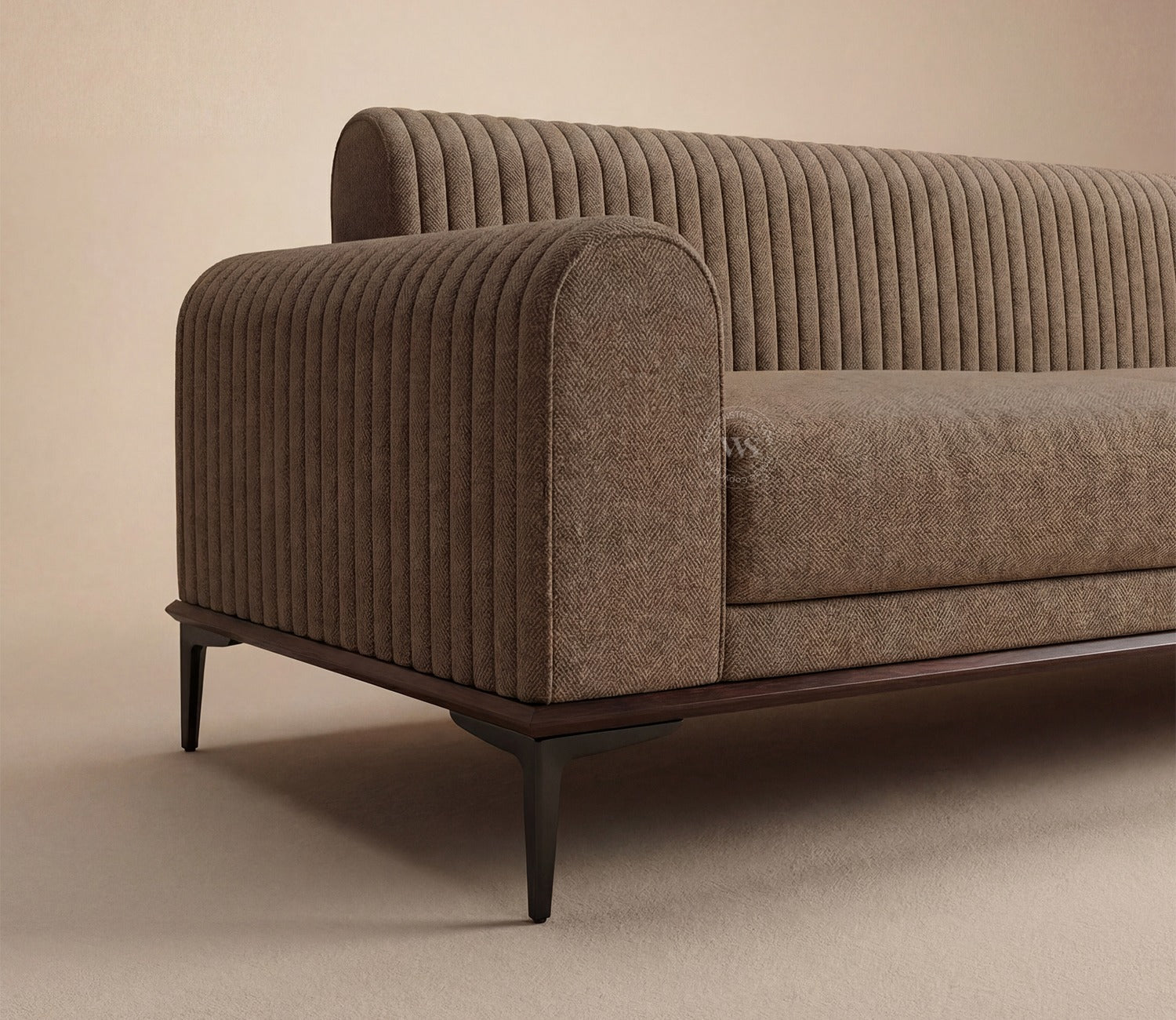 Lorenz 3 Seater Sofa (Cotton, Sand Brown)