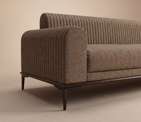 Lorenz 3 Seater Sofa (Cotton, Sand Brown)