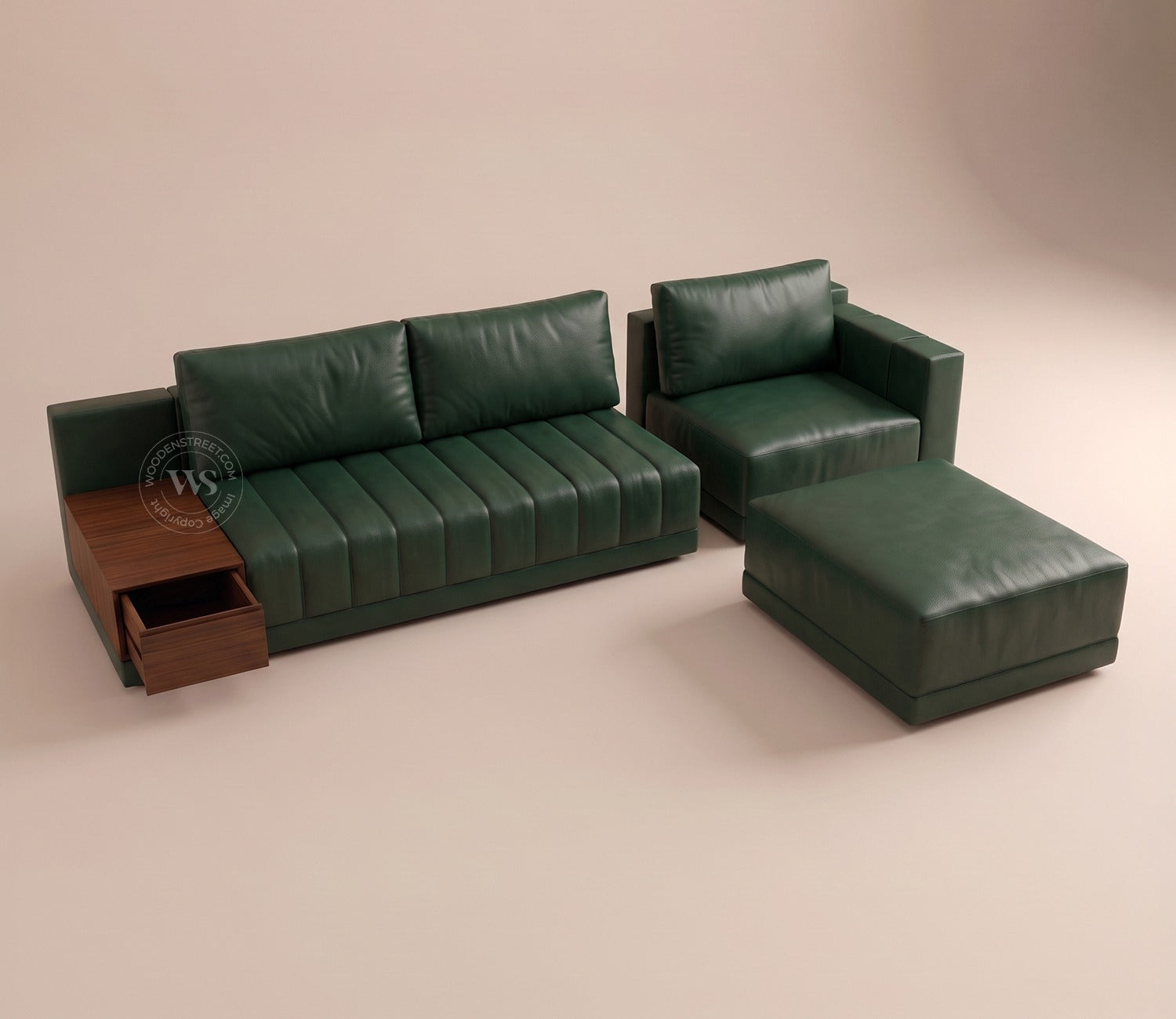 Oasis L-Shape Right Aligned Sectional Sofa (Leatherette, Leaf)