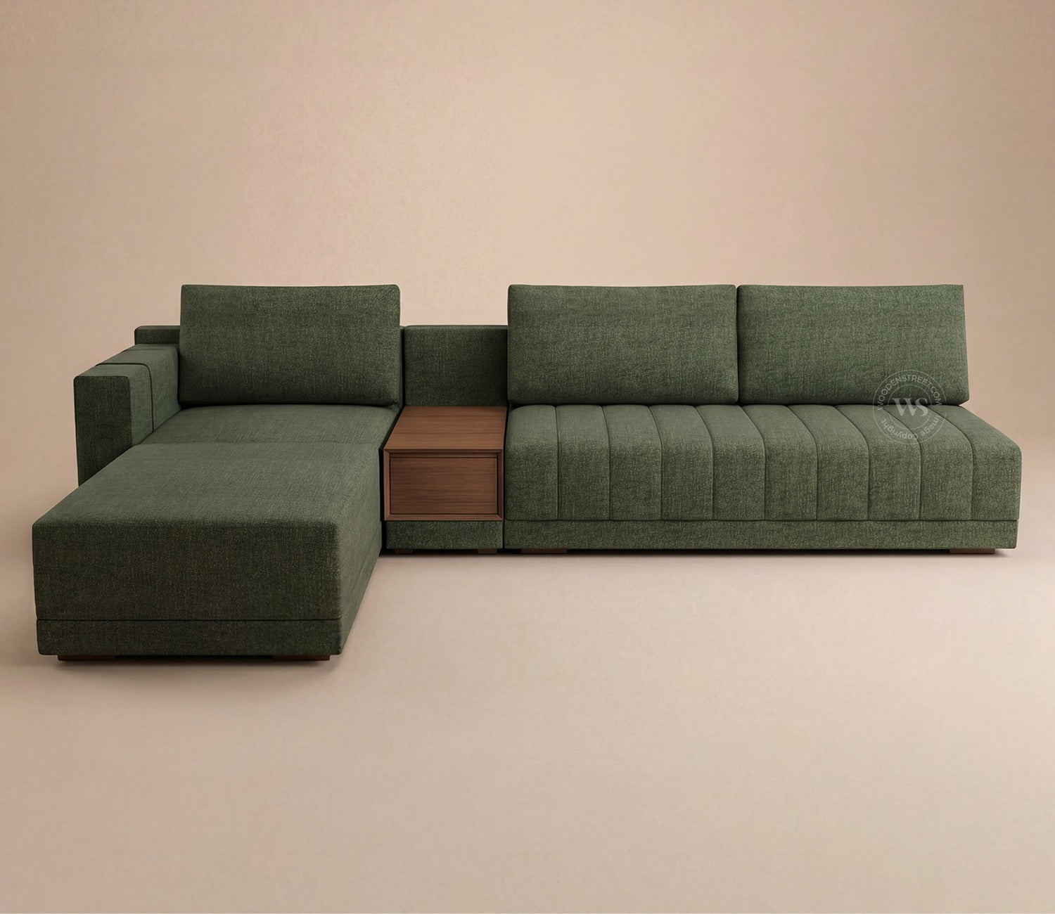 Oasis L-Shape Left Aligned Sectional Sofa (Sage Green)