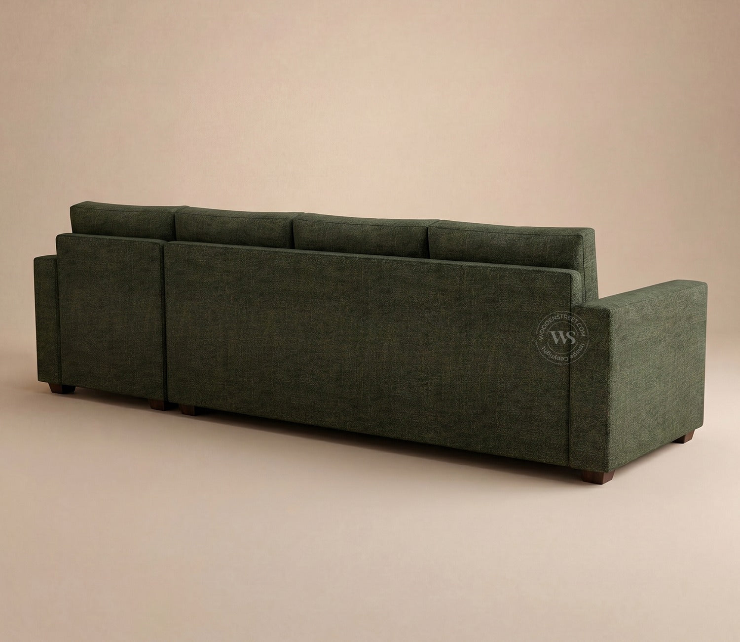 Albus L-Shape 5 Seater Right Aligned Sofa (Cotton, Sage Green)