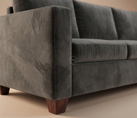 Albus L-Shape 5 Seater Right Aligned Sofa (Velvet, Graphite Grey)