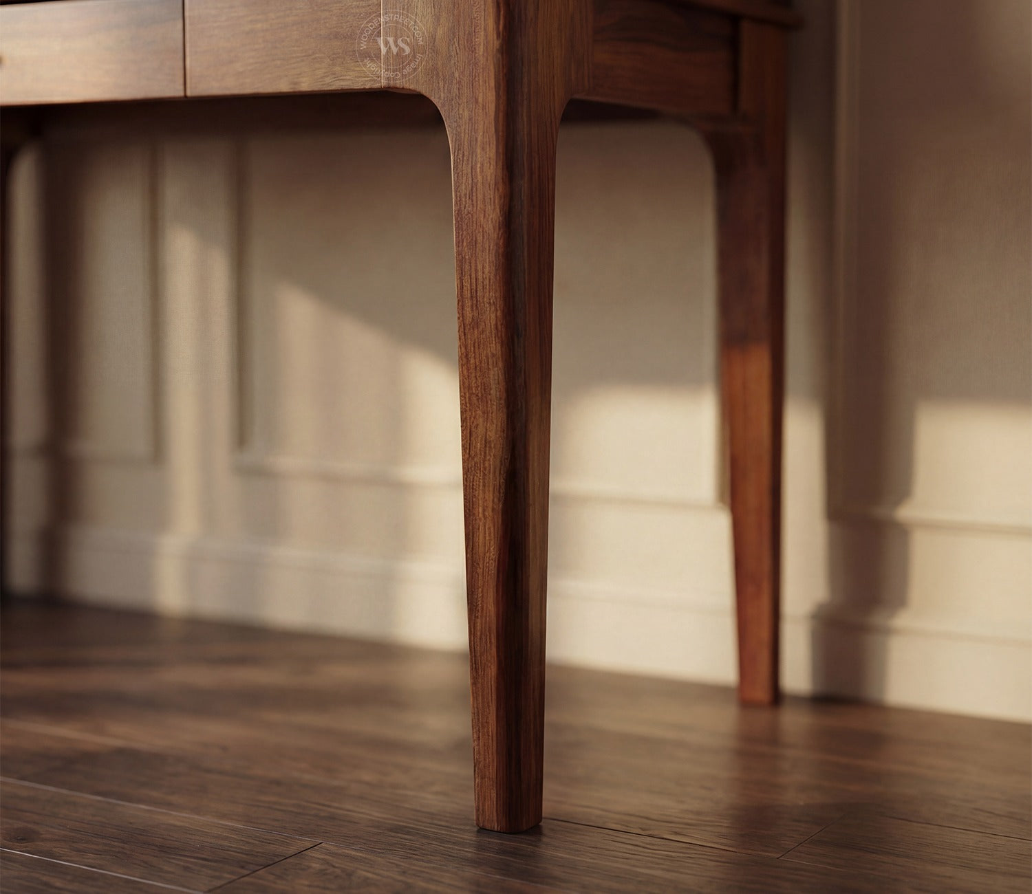 Nirman Sheesham Wood Study Table with Storage & Cane Cabinet (Teak Finish)