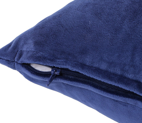 Beaded Velvet Cushion Covers - Set of 2 (Blue, 18 x 18 inch)