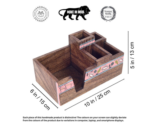Leafy Charm Wooden Cutlery Holder