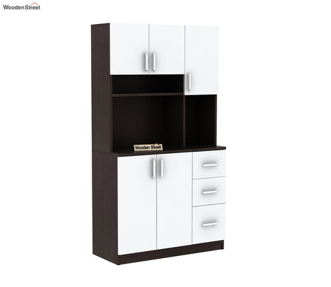 Piero Kitchen Cabinet (Flowery Wenge-Frosty White Finish)