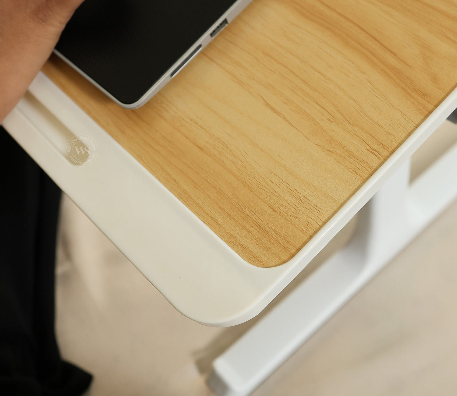 Nerdy Height Adjustable and Foldable Engineered Wood Breakfast, Study and Laptop Table (Beige)