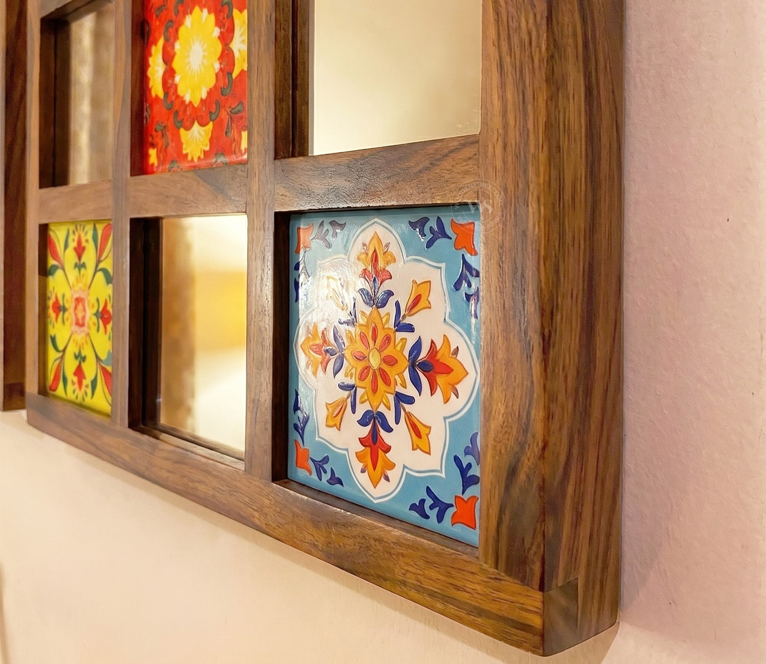 Bohemian Set of 3 Mirror with Frame (Honey Finish)