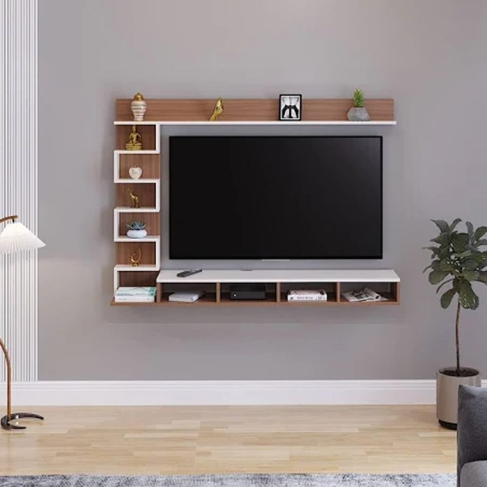 Trueliving Wall-Mounted Fancey Tv Unit with Shelf & Drawers 137.2 L x 33 W x 109.2 H