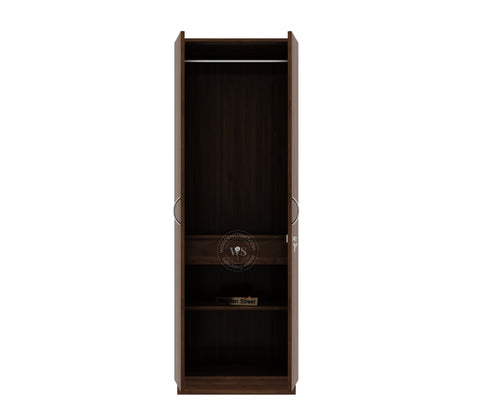 Lillian 2 Door Wardrobe with Drawer Storage and Hanging Rod (Columbian Walnut Finish)