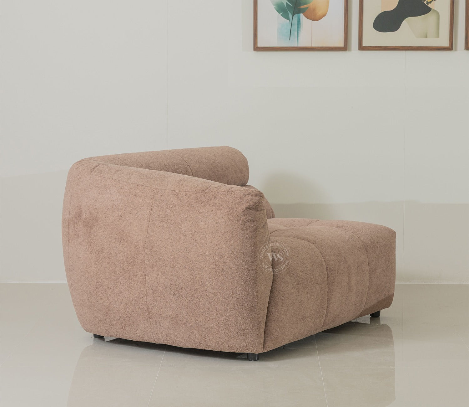 Skava Modern Bubble Tufted Fabric 3 Seater Sofa (Light Brown)