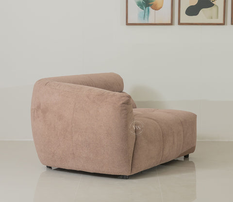 Skava Modern Bubble Tufted Fabric 3 Seater Sofa (Light Brown)