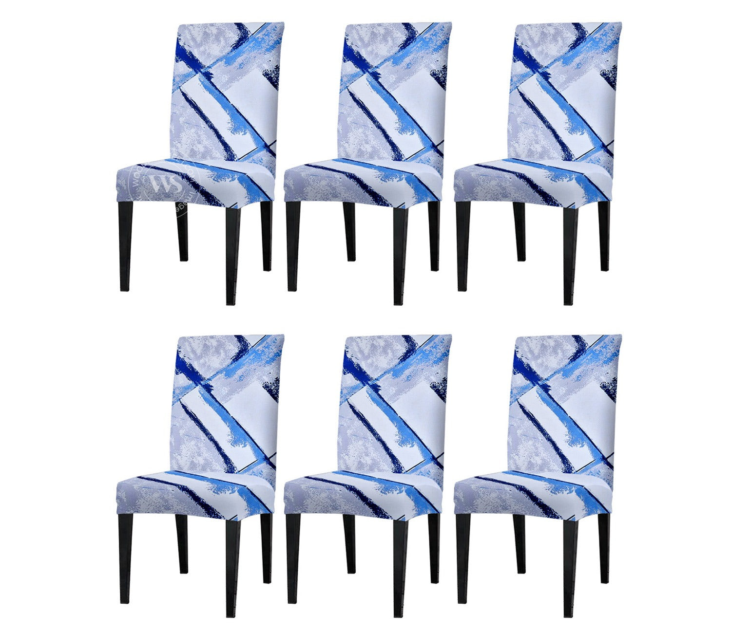 Strokin Printed Polyester Spandex Chair Cover - Set of 6 (Multi Color)