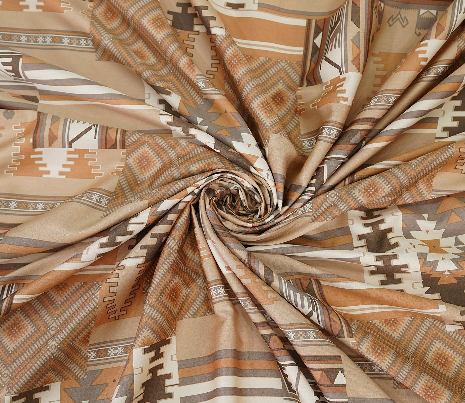 Killim Classic Printed King Size Bedsheet (Brown)
