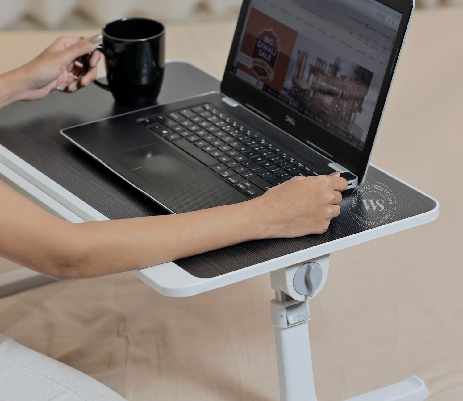 Nerdy Height Adjustable and Foldable Engineered Wood Breakfast, Study and Laptop Table (Black)